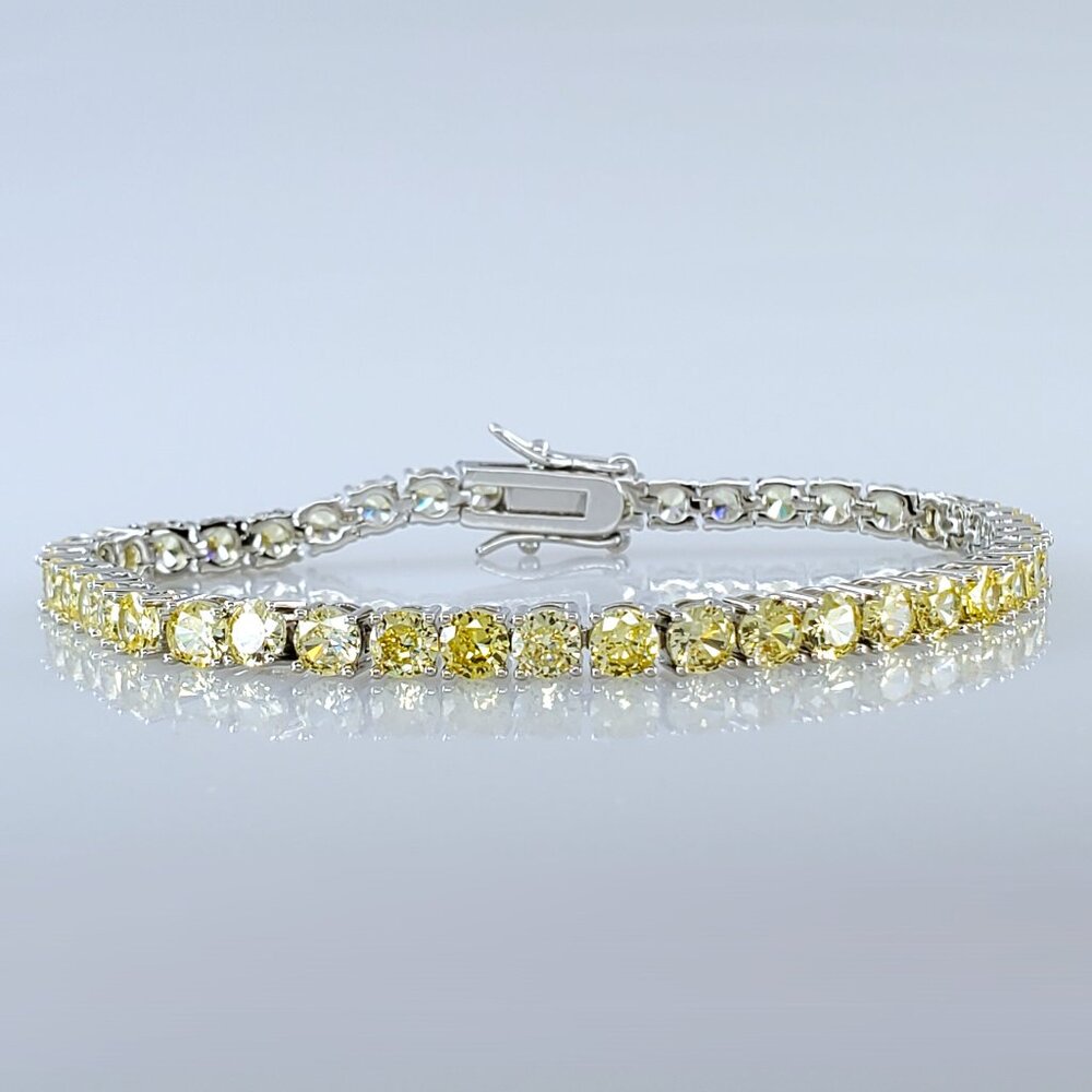 Solid Silver Womens 2ct Canary Yellow Topaz Gemstone Tennis Bracelet 7" 8" Size